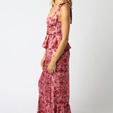 Salmon Red Leslie Ruffle Dress