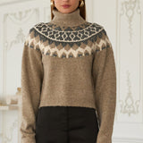 Brown Multi Fair Isle Turtleneck Sweater
