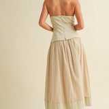Ecru Corset Lined Strapless Dress