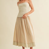 Ecru Corset Lined Strapless Dress