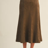 Dk. Oak Fluted Gore Hem Skirt