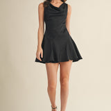 Black Drape Neck Dress