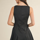 Black Drape Neck Dress