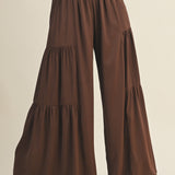 Dark Oak Side Ruffle Pants