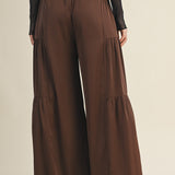Dark Oak Side Ruffle Pants