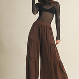 Dark Oak Side Ruffle Pants