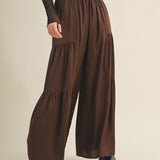 Dark Oak Side Ruffle Pants
