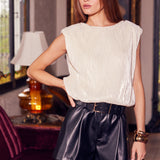 Black Faux Leather Belted Shorts