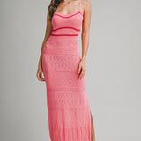 Coral Muse Pointelle Knit Maxi Dress