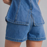 Camille High Rise Denim Shorts - M Denim