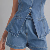 Camille High Rise Denim Shorts - M Denim