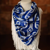 Game Day Fringe Square Scarf - Royal and White