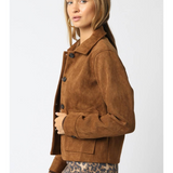Sadie Cognac Faux Suede Button Front Jacket
