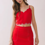 Valentina Scalloped Crop Top & Skirt Set