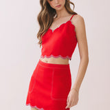 Valentina Scalloped Crop Top & Skirt Set