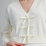 Wren Ivory Bow Tie Knit Cardigan