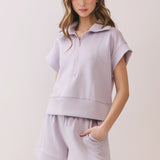 Lavender Half-Zip Lounge Top
