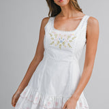 Blush Meadow Embroidered Mini Dress