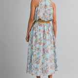 Azure Muse Printed Midi Skirt