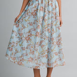 Azure Muse Printed Midi Skirt