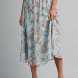 Azure Muse Printed Midi Skirt