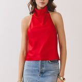 Scarlet Satin Halter Top