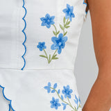 Rosalie Bloom Scalloped Peplum Top Blue
