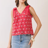 Savannah Eyelet Bow Strap Top