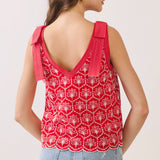 Savannah Eyelet Bow Strap Top