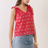 Savannah Eyelet Bow Strap Top