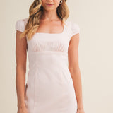 Water Pink Architectural Lace-Trimmed Empire Dress