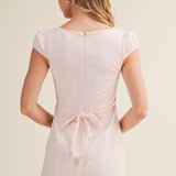 Water Pink Architectural Lace-Trimmed Empire Dress
