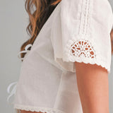 Ivory Charm Crochet Tie-Front Top