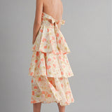 Sunset Bloom Halter Tiered Dress