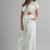 Palm Haven Wide-Leg Trousers