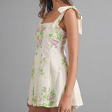 Petal Whisper Tie-Shoulder Romper