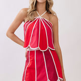 Scarlet Scallop Halter Top