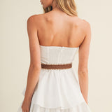 White Princess-Seam Bodice Tiered Mini Dress