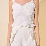 White Ruffle Trim Top