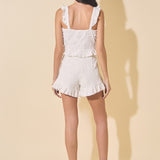 White Ruffle Trim Top