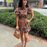 Lia Floral Puff Sleeve Fit & Flare Mini Dress