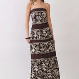 Cocoa Palm Strapless Maxi Dress