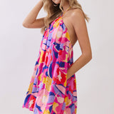 Pink Bloom Escape Halter Mini Dress