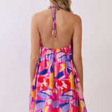 Pink Bloom Escape Halter Mini Dress