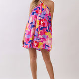 Pink Bloom Escape Halter Mini Dress