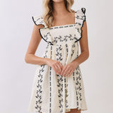 Willow Embroidered Babydoll Mini Dress