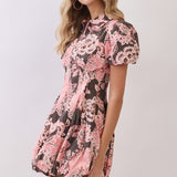 Mocha Blossom Bubble Hem Dress