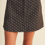 Espresso A-Line Polka Dot Utility Skirt