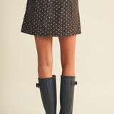 Espresso A-Line Polka Dot Utility Skirt