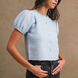 Elsie Puff Sleeve Knit Cardigan Top
